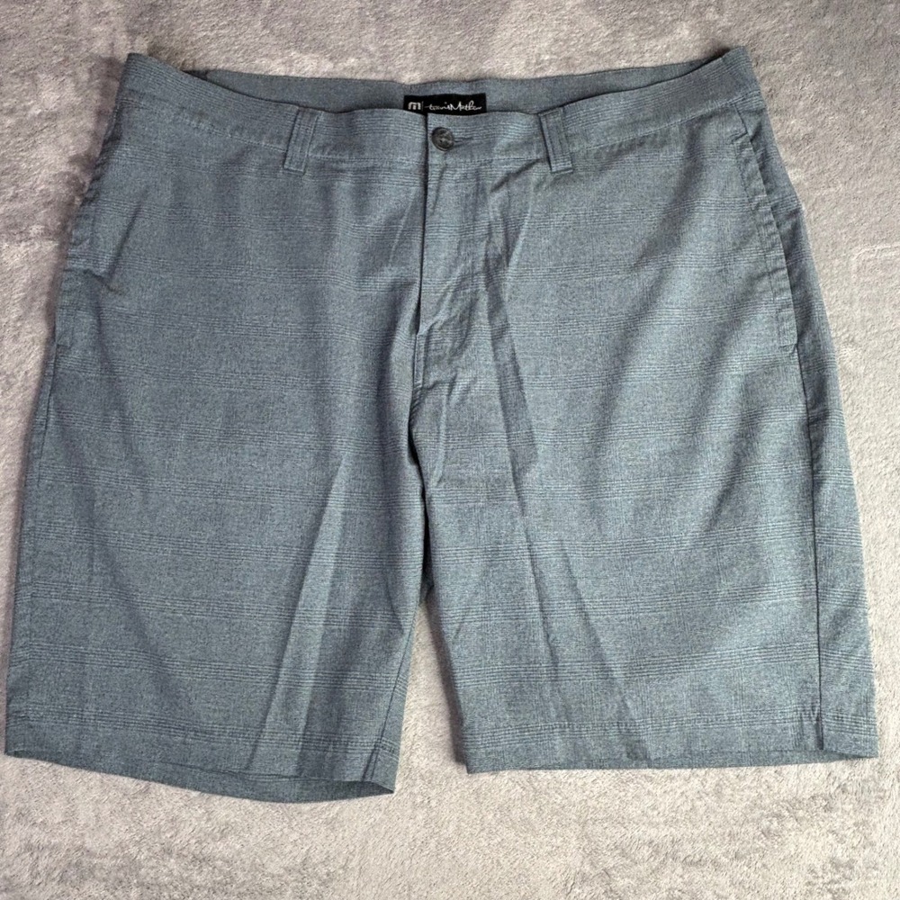 TravisMathew Golf Shorts Mens 40 Gray Micro Stripe Performance Stretch Casual